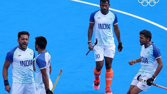 Indian hockey team celebrates in Paris on 2 August (photo: social media)