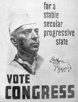 A Congress election campaign poster from 1951-52