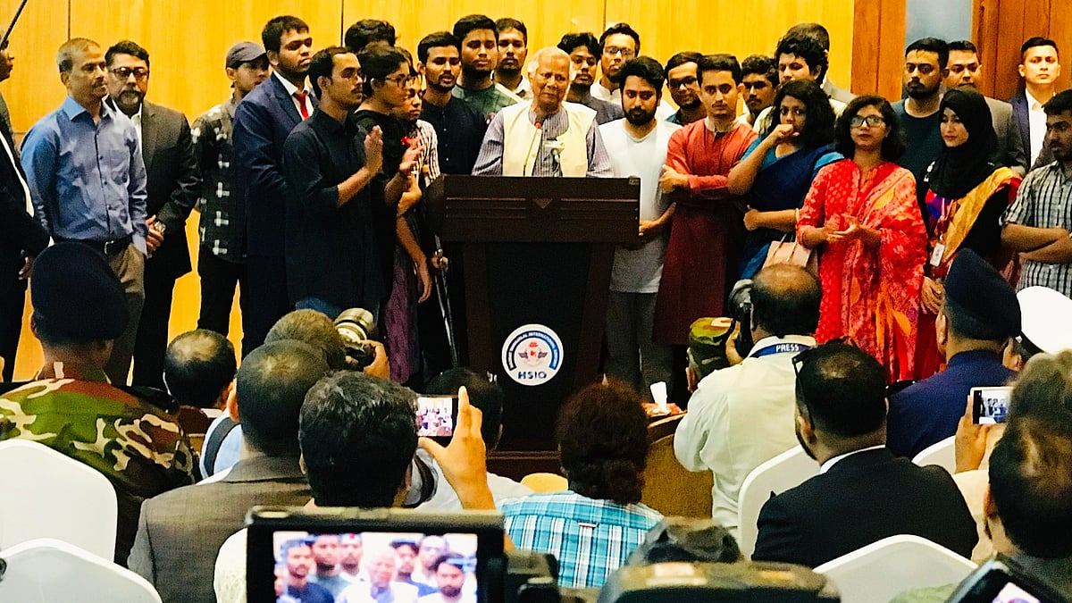 Mohd Yunus at the airport press meet (photo: PTI)