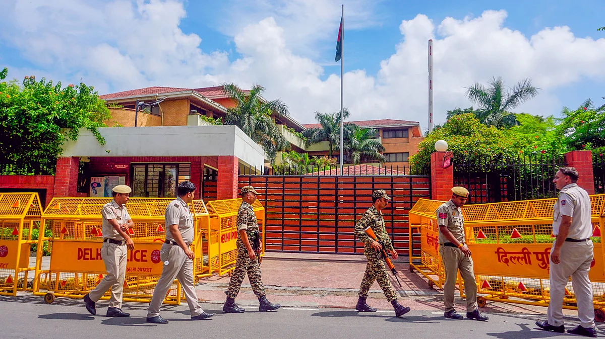 Security in front of the Bangladesh High Commission, Delhi (photo: PTI)