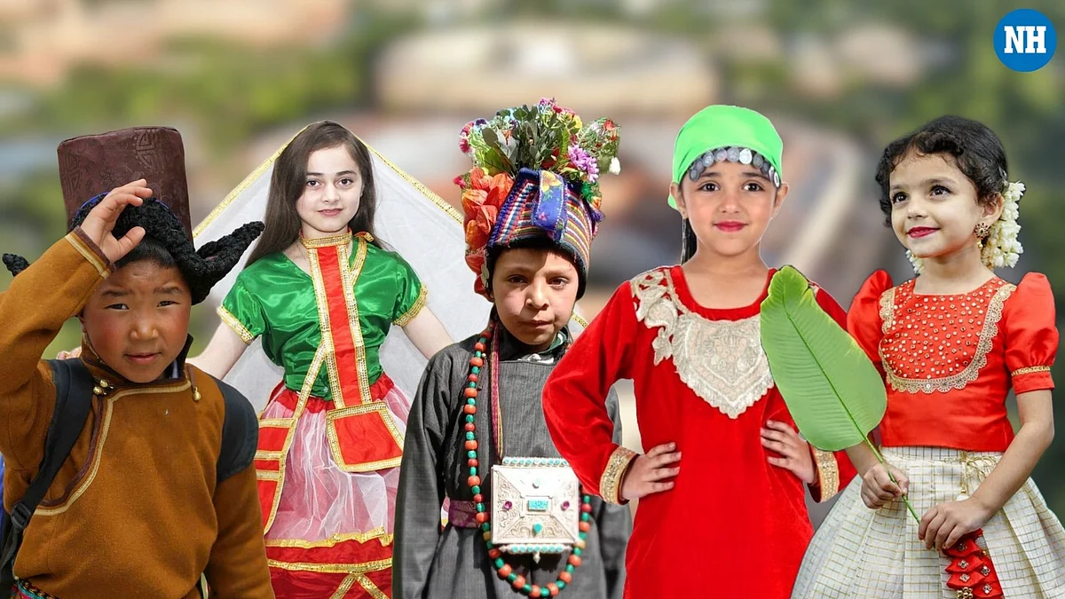 Indian children in their cultural and regional costumes