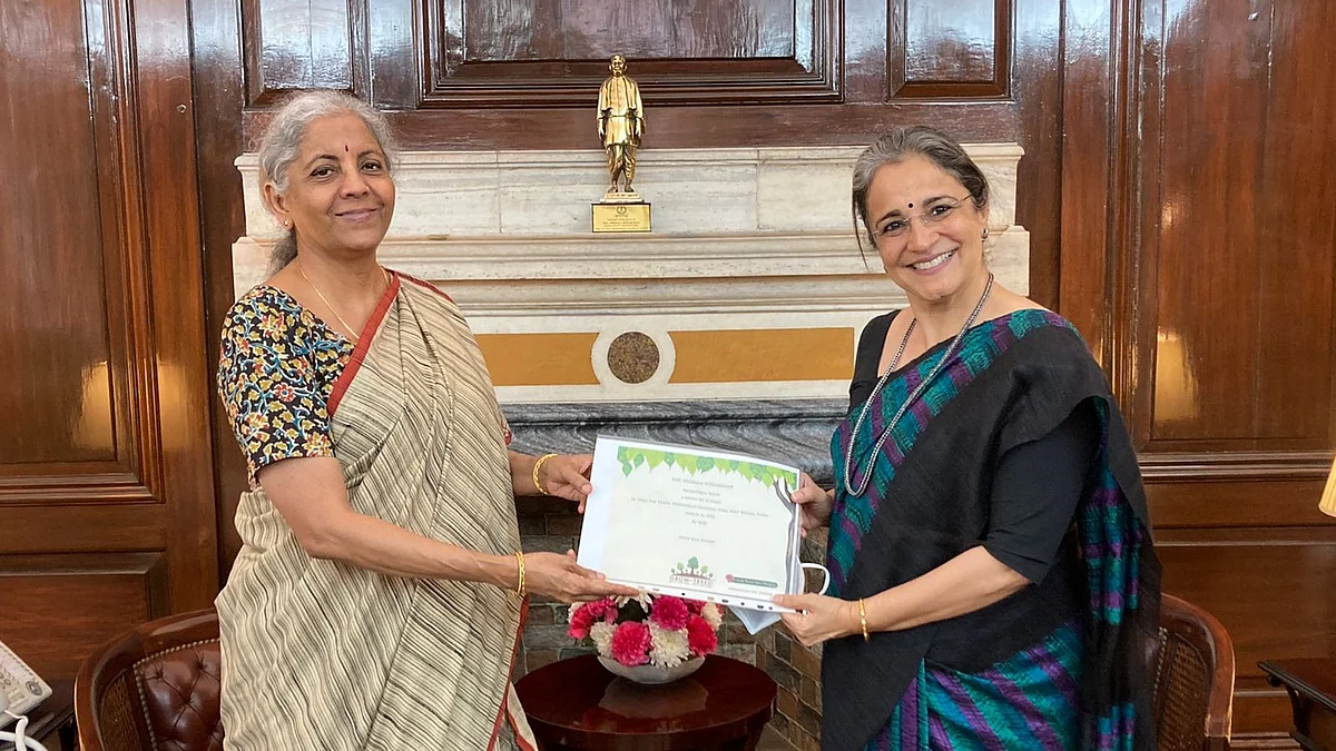 SEBI chief Madhabi Buch (right) with finance minister Nirmala Sitharaman
