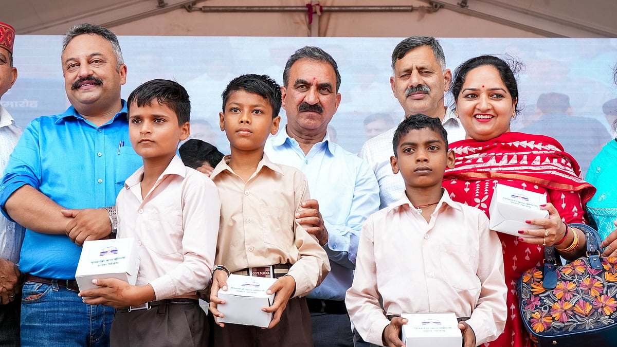 Chief minister Sukhu (centre) at the event in Hamirpur on Sunday, 18 Aug 2024