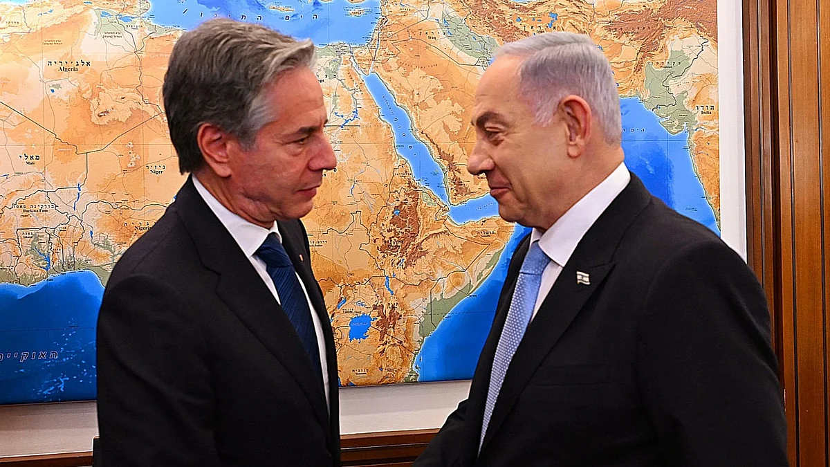 Jerusalem: Netanyahu with Blinken during a meeting at the Prime Minister's Office, 19 August