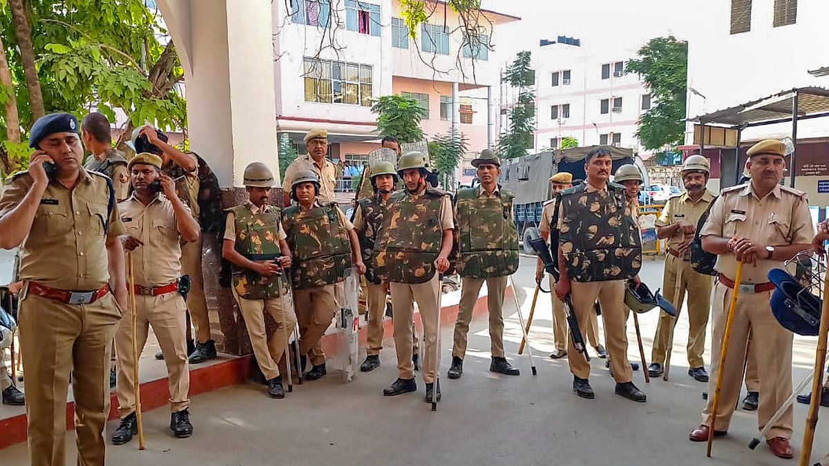 Udaipur: Security personnel deployed at the hospital where a student of a govt school has been admitted