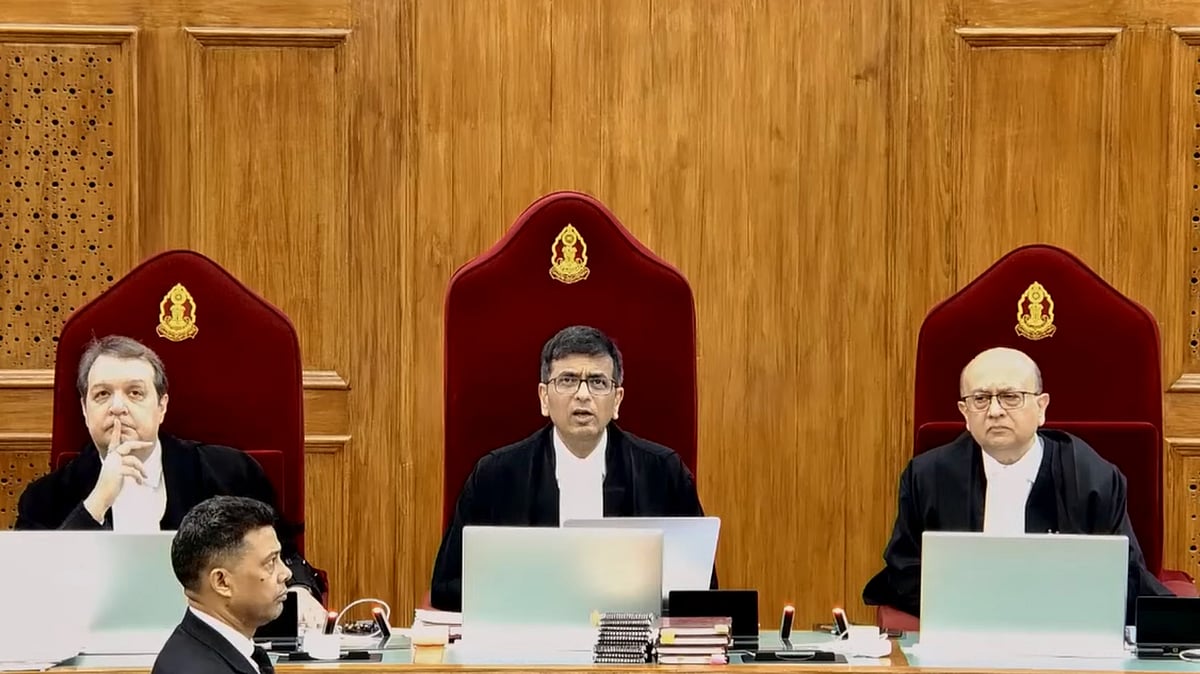 CJI D.Y. Chandrachud during a hearing at Supreme Court in New Delhi on 22 August (photo: PTI)