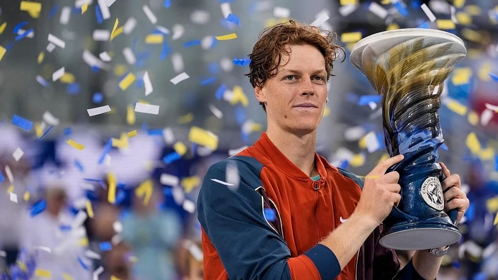 Jannik Sinner with the winner's trophy at Cincinnati last week (photo: Getty Images)