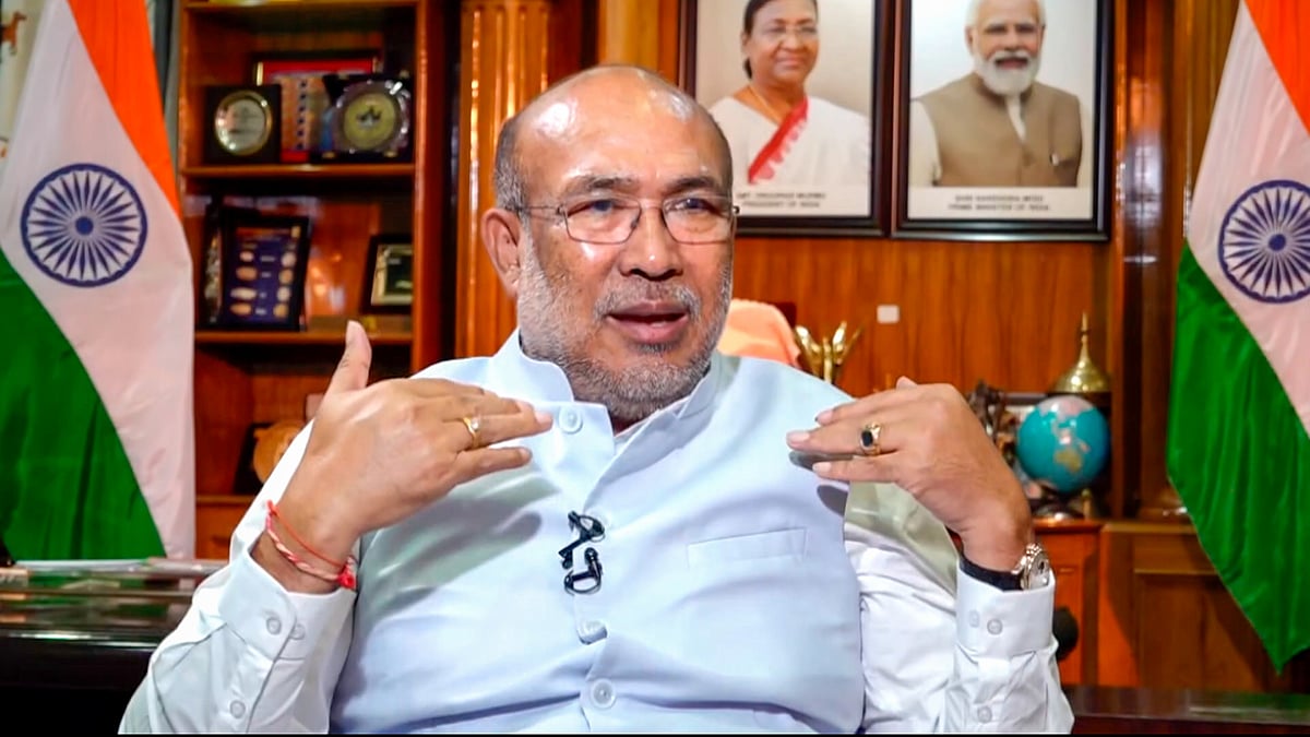 N. Biren Singh during an interview in Imphal on 29 August (photo: PTI)