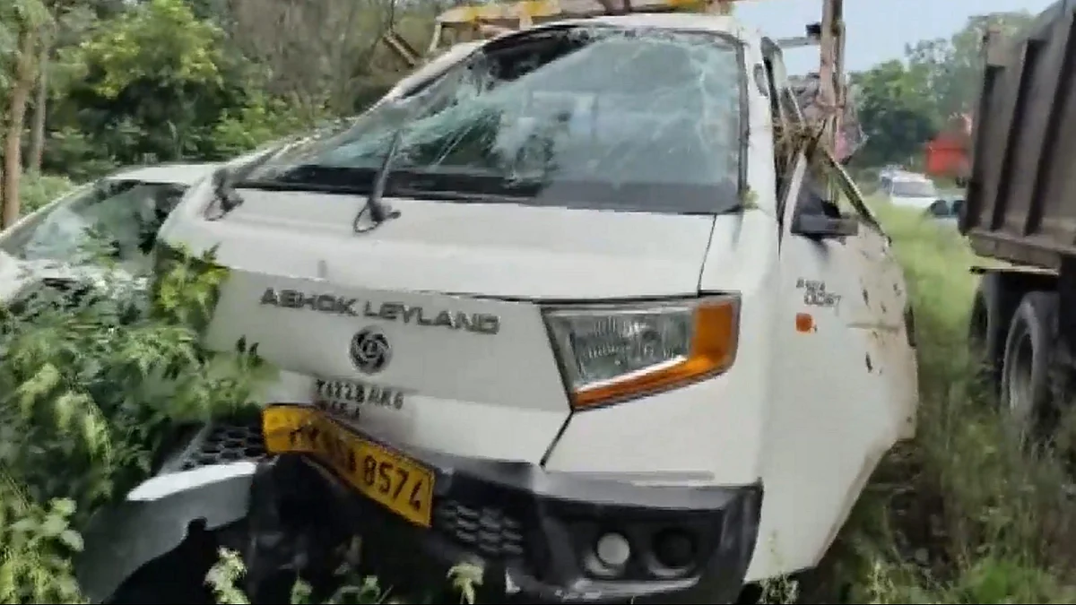 The damaged vehicle in Jind on 3 September (photo: PTI)