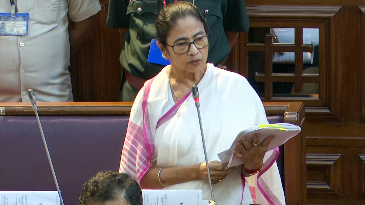 Mamata Banerjee speaks during a special session of the Assembly in Kolkata on 3 September (photo: PTI)