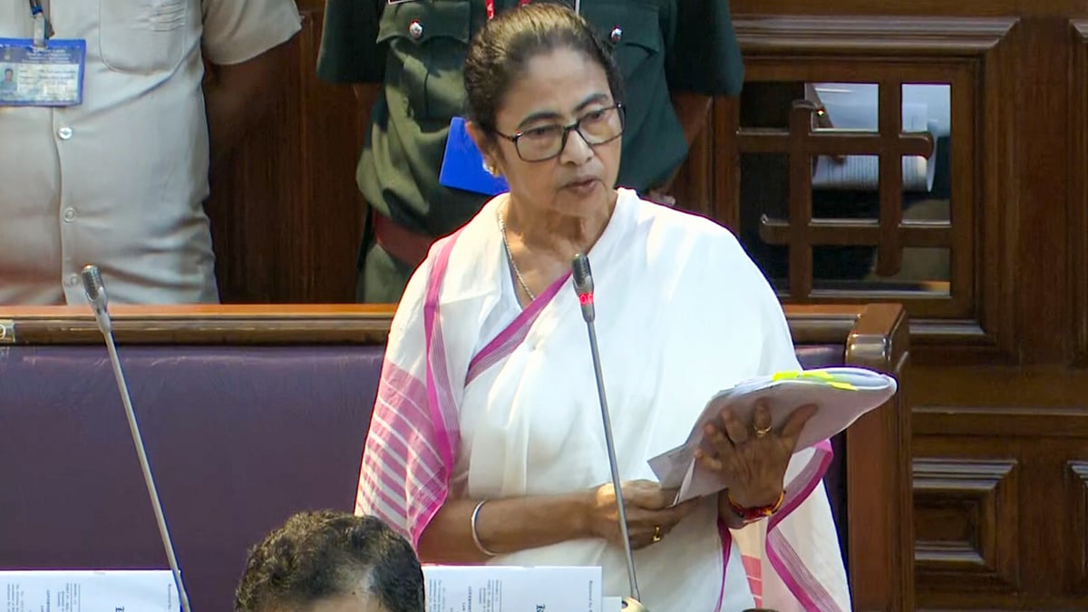 Mamata Banerjee speaks during a special session of the Assembly in Kolkata on 3 September (photo: PTI)