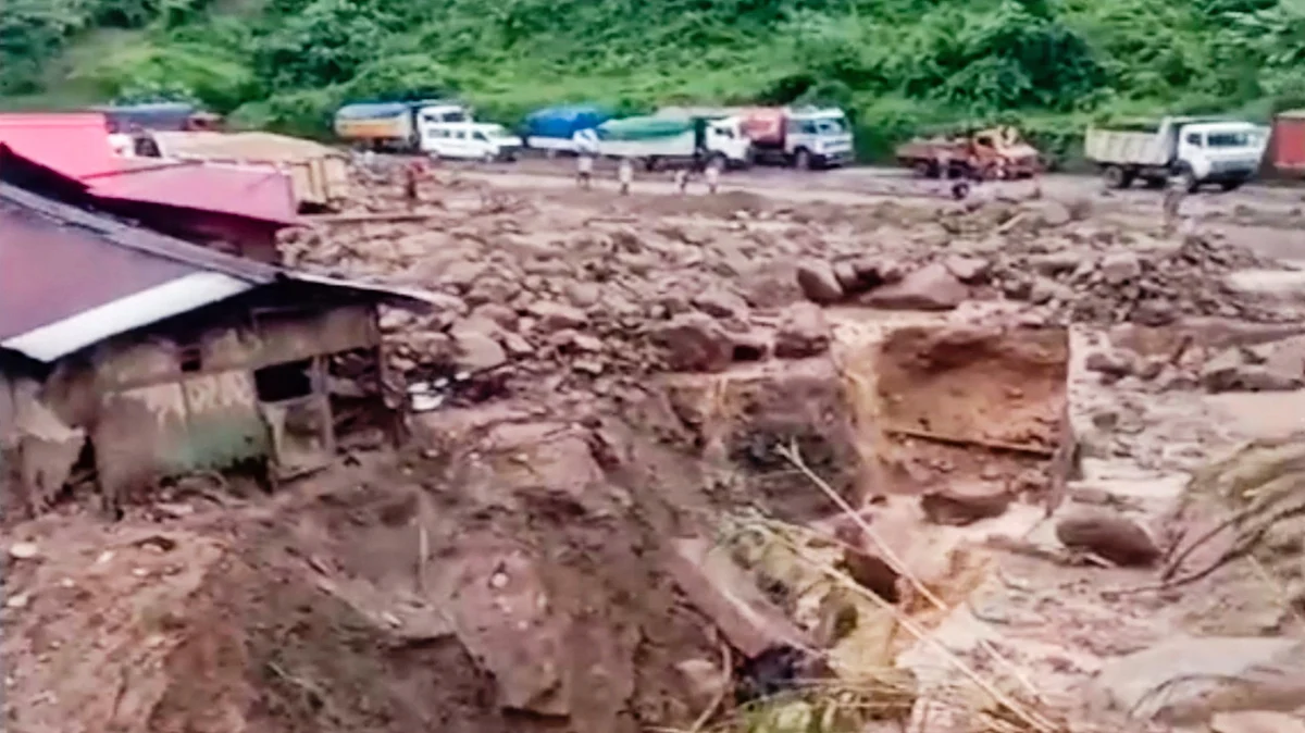 A screenshot of the damage from an Indian Army video (source: PTI)