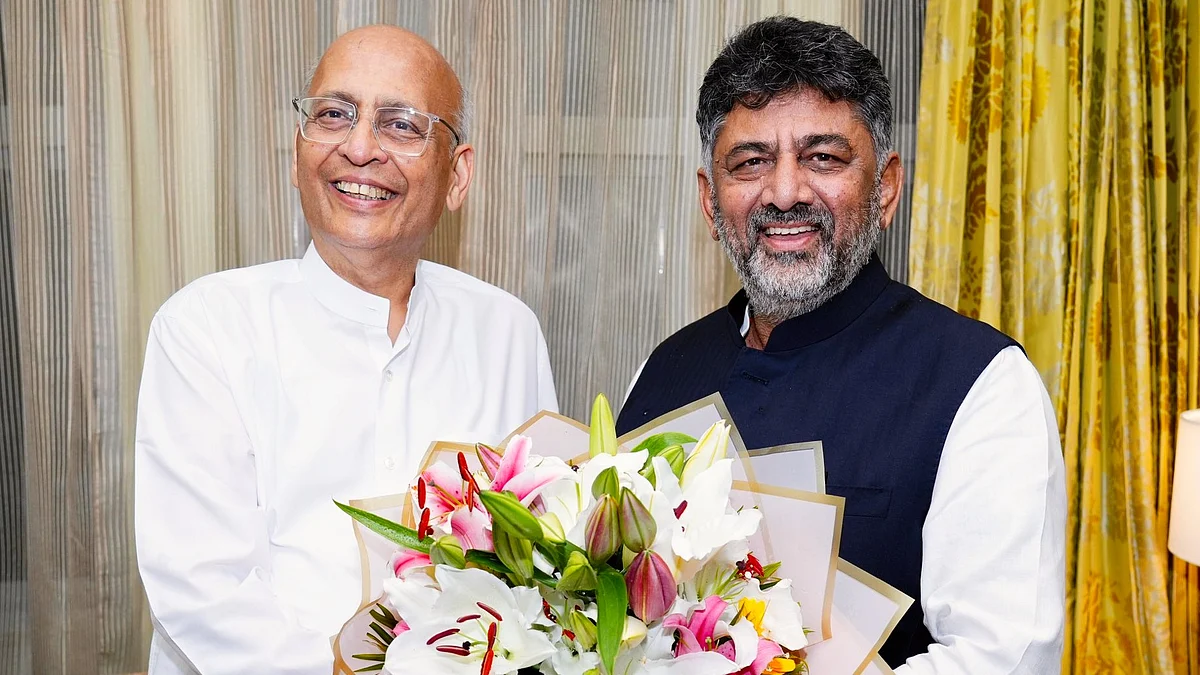 Abhishek Manu Singhvi (left) with Karnataka dy CM D.K. Shivakumar (photo: @DrAMSinghvi/X)
