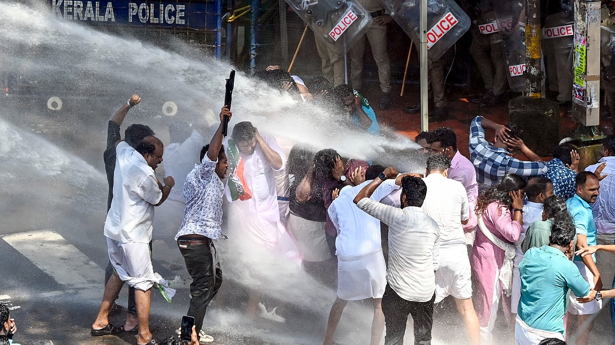 Police use water cannons to disperse Youth Congress activists on 5 September (photo: PTI)