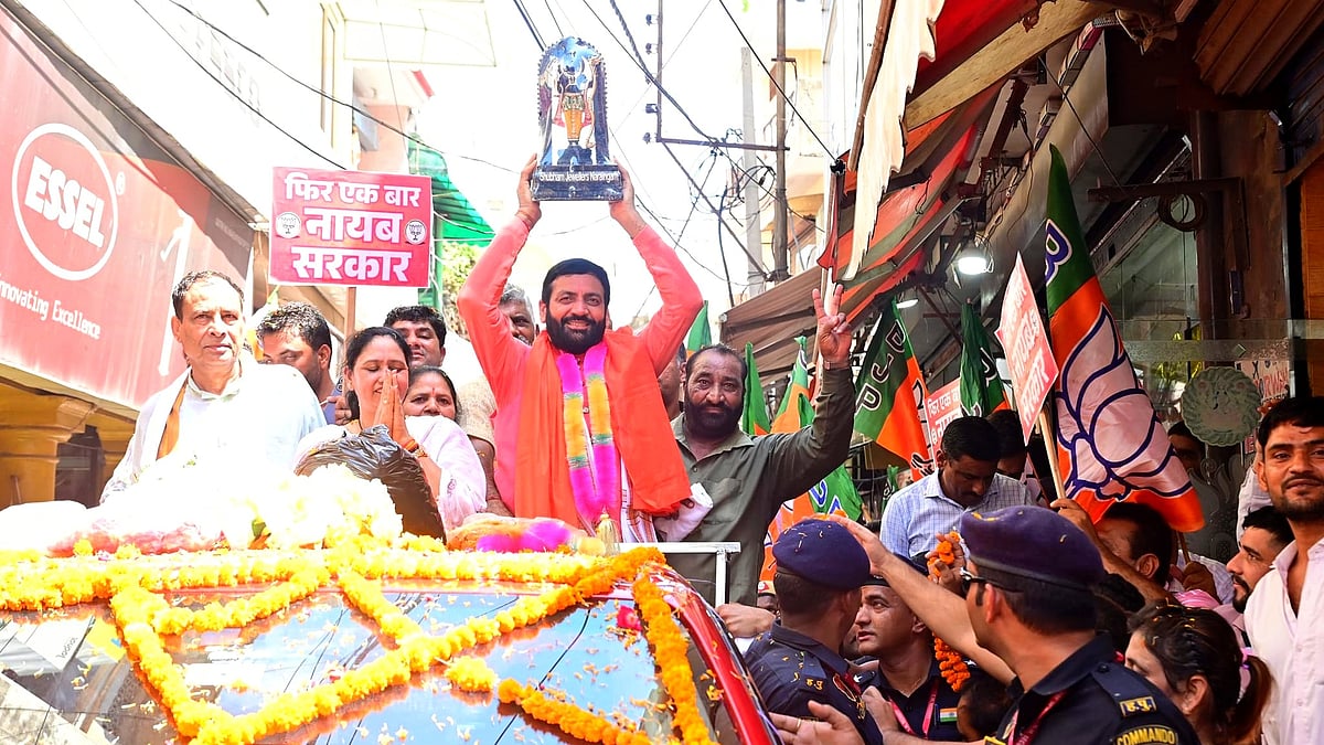 Haryana chief minister Nayab Singh Saini on the campaign trail