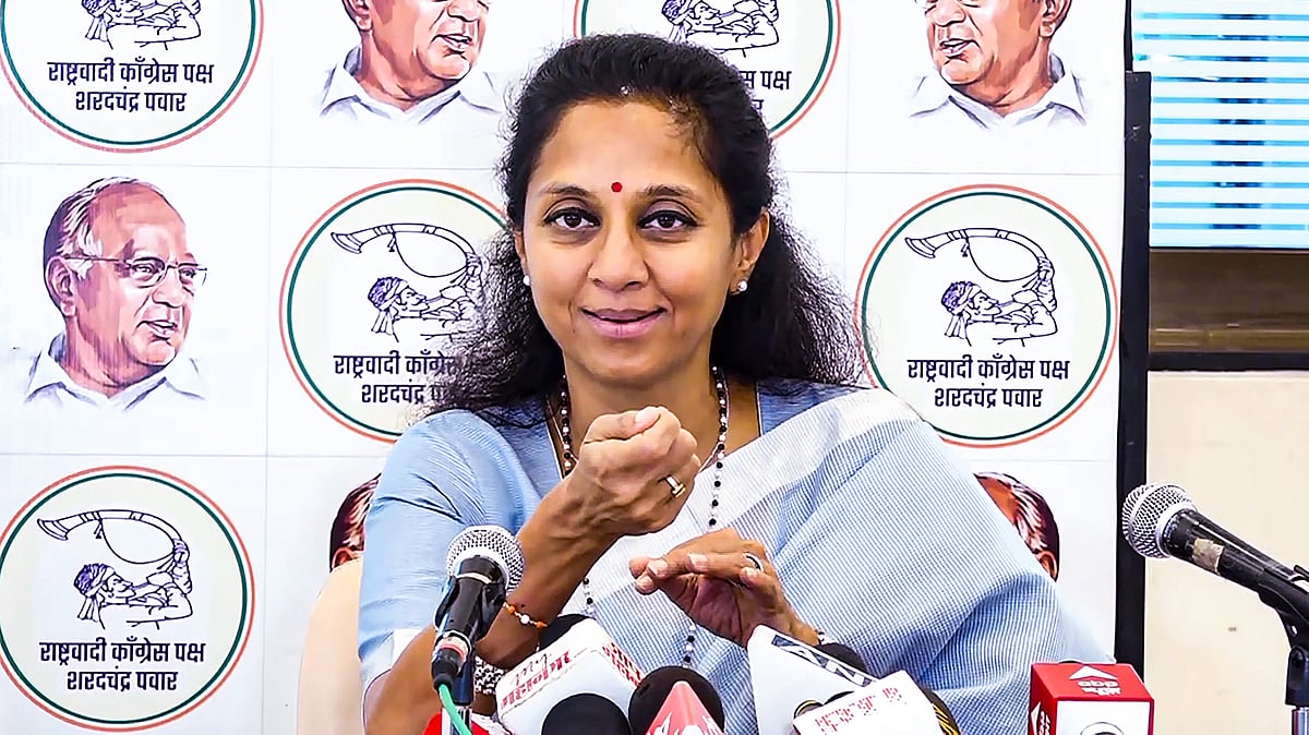 MP Supriya Sule addresses a press conference in Mumbai on 12 August photo: PTI)