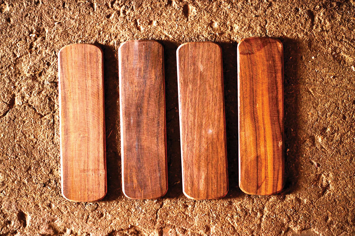 Anoparam Sutar says selecting the right wood is crucial in handmaking a khartal