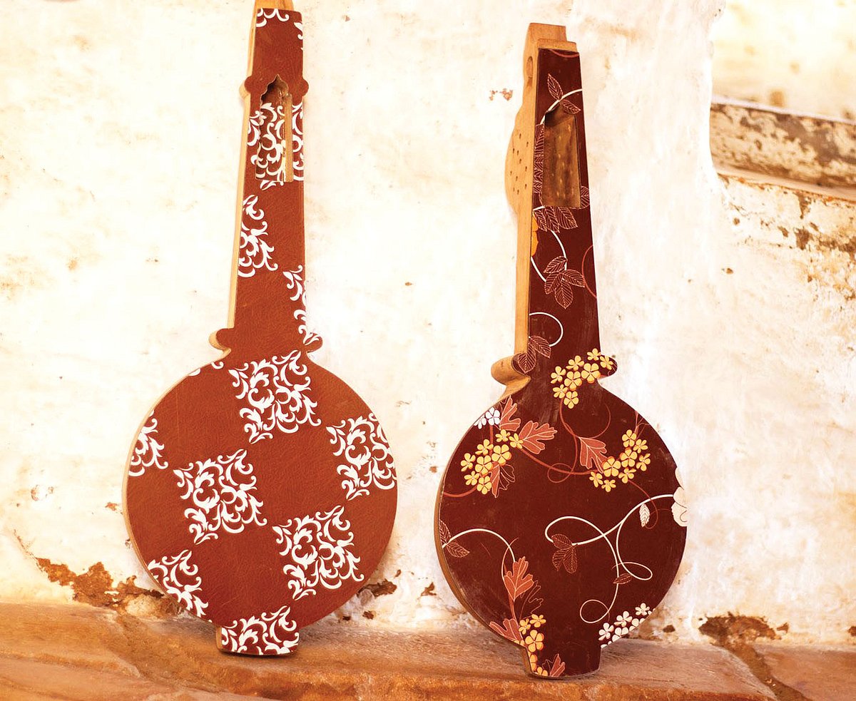 Anoparam also makes kamaichas and sarangis, popular musical instruments in Rajasthan, as well as hand-made doors with flower carvings