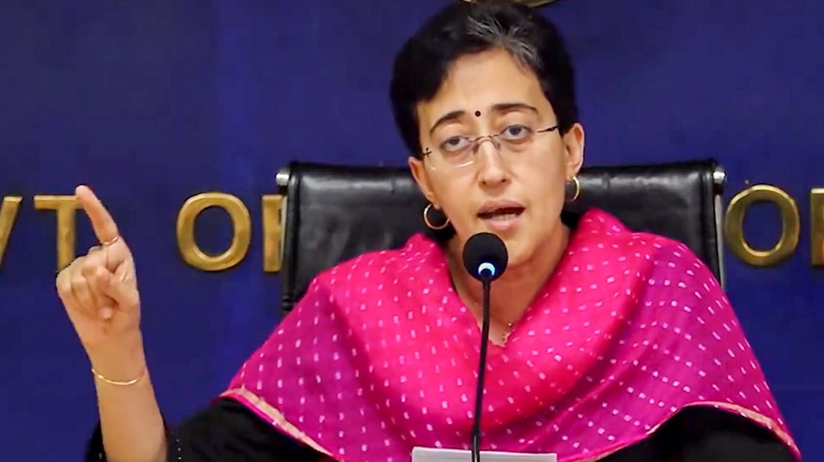 Atishi addresses a press conference in New Delhi on 8 September (photo: PTI)