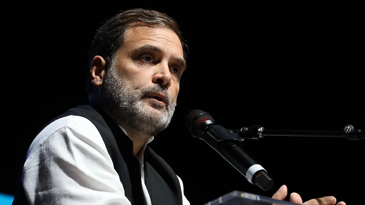 Rahul Gandhi addressing the Indian diaspora in Dallas