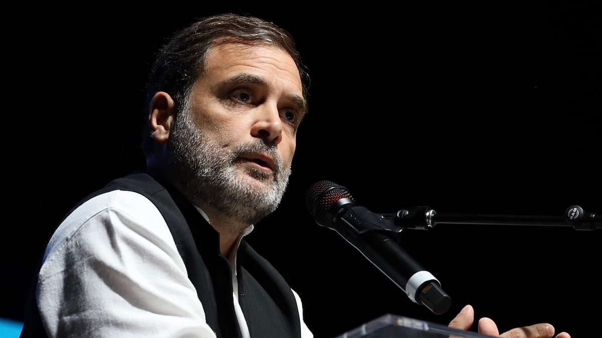 Rahul Gandhi addressing the Indian diaspora in Dallas