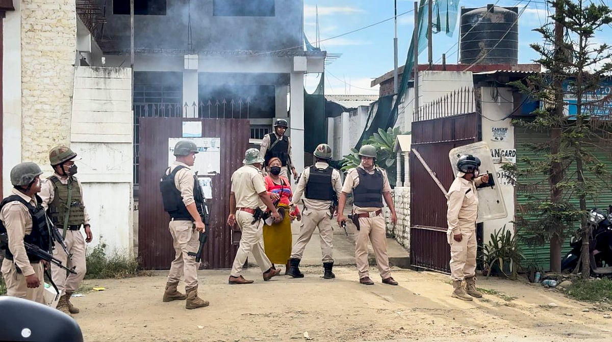 Security forces in Manipur during the ongoing protest