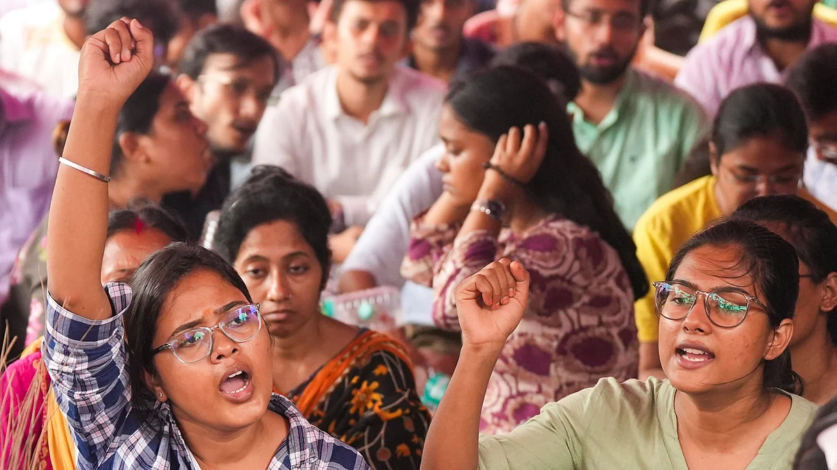 Junior doctors protest in Kolkata on 12 September (photo: PTI)