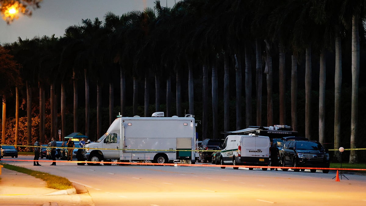 Police crime scene vehicles at Trump International Golf Club (photo: PTI)