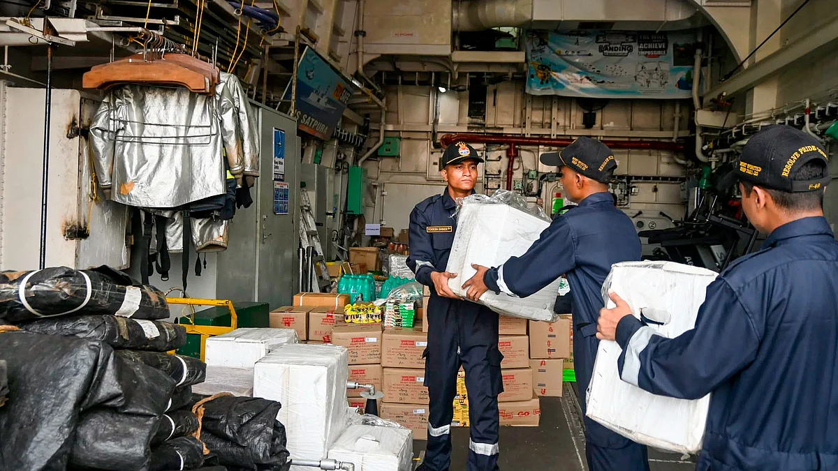 Security personnel dispatch relief material to Typhoon Yagi-hit Myanmar, Vietnam and Laos