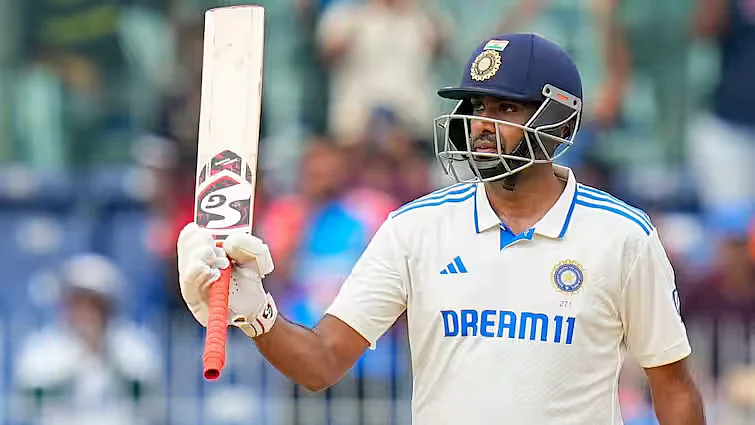 Ravi Ashwin after completing his century in Chennai (photo: PTI)