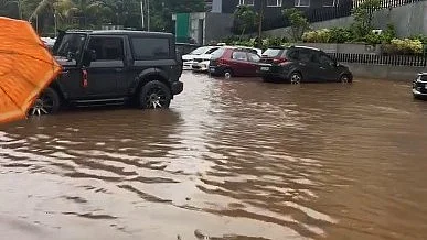 A waterlogged street in Panaji (photo: @Its_Raji/X) 