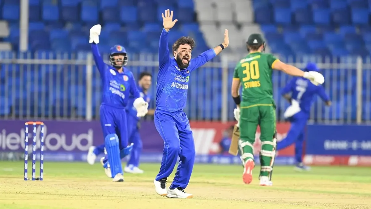 Rashid Khan during his five-wicket haul in Sharjah (Photo courtesy: ACB)