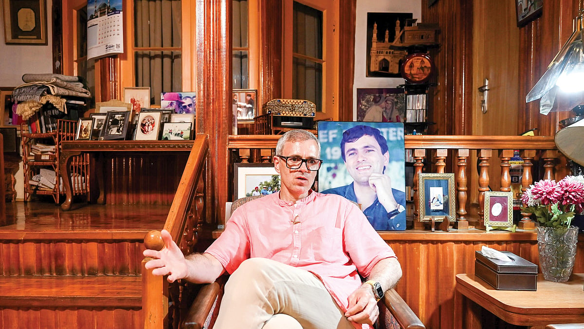 Omar Abdullah at his residence in Srinagar