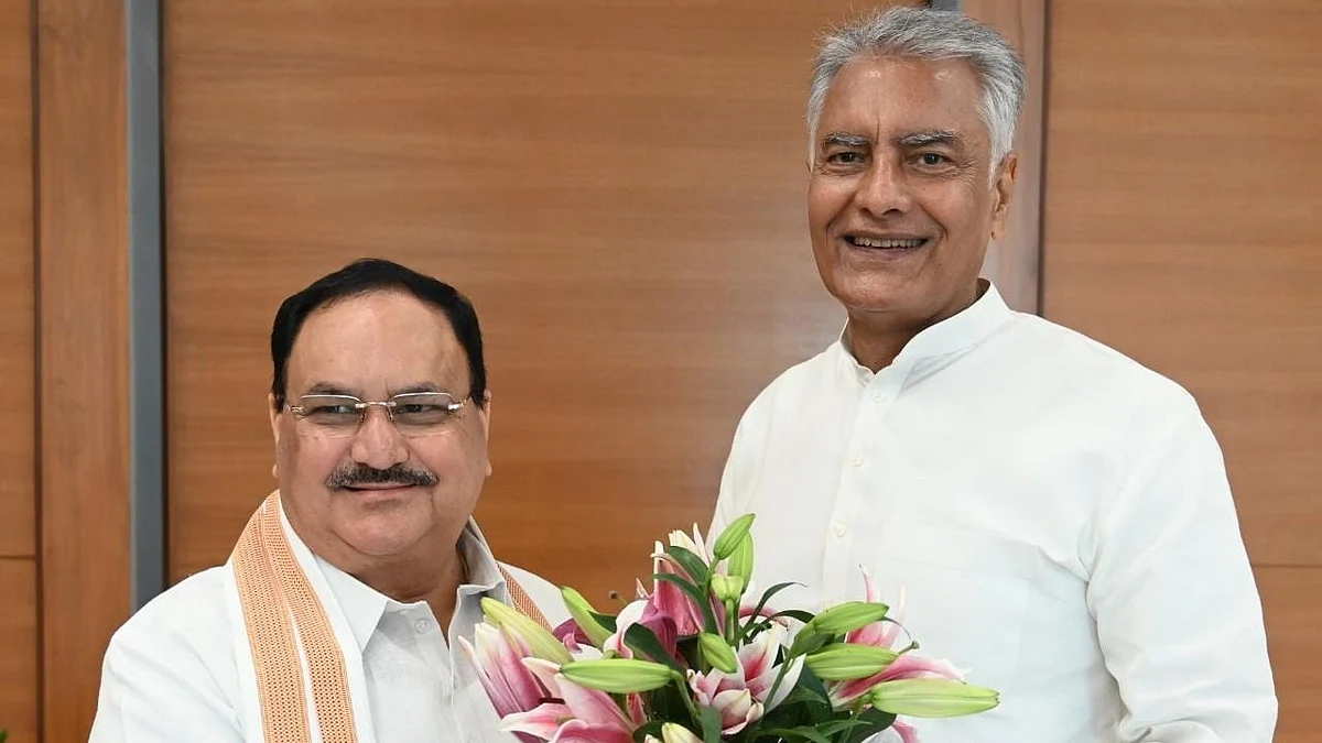Sunil Jakhar (right) with Union minister JP Nadda (photo: @sunilkjakhar/X)