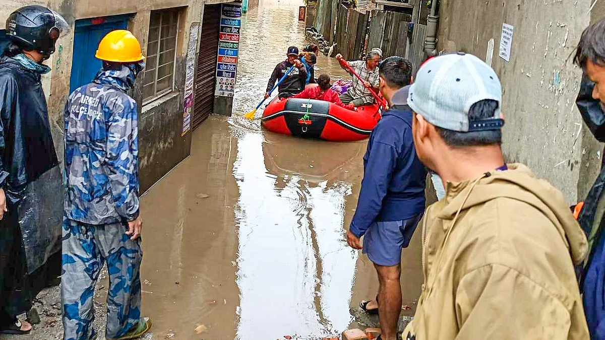 Rescue operation underway in Kathmandu on 28 September (photo: PTI)