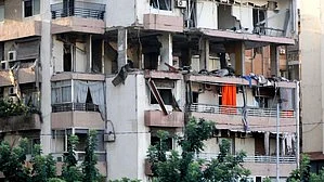 Part of the damage caused by the latest Israeli airstrikes (photo: IANS)