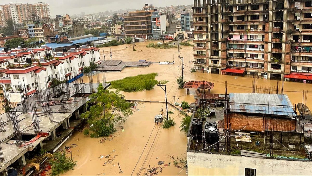 A flood-affected area following heavy rainfall in Kathmandu on 29 September (photo: PTI)