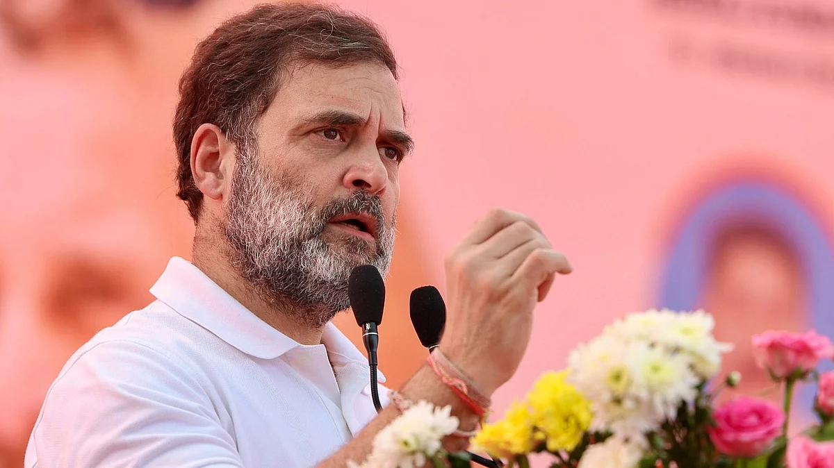 Rahul Gandhi addresses a public meeting in Jammu (photo: PTI)