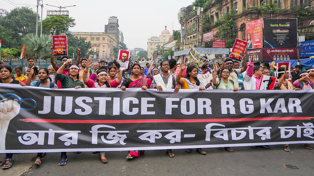 Junior doctors protest in Kolkata on 2 October (photo: PTI)