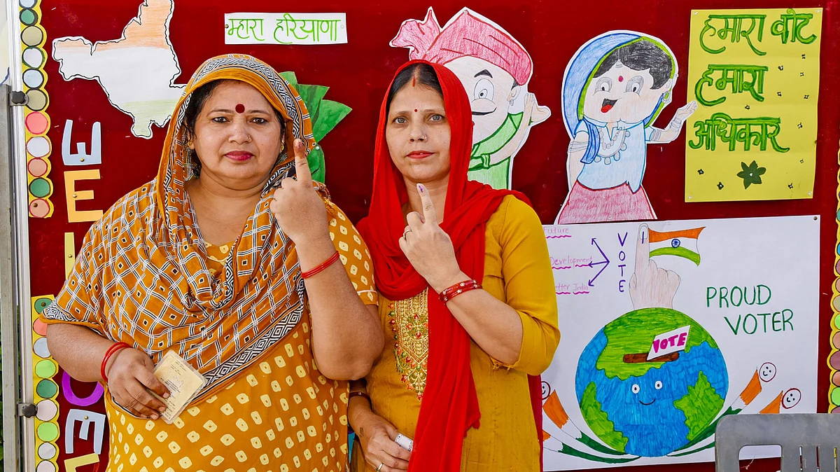 Haryana voters on polling day (photo: PTI)