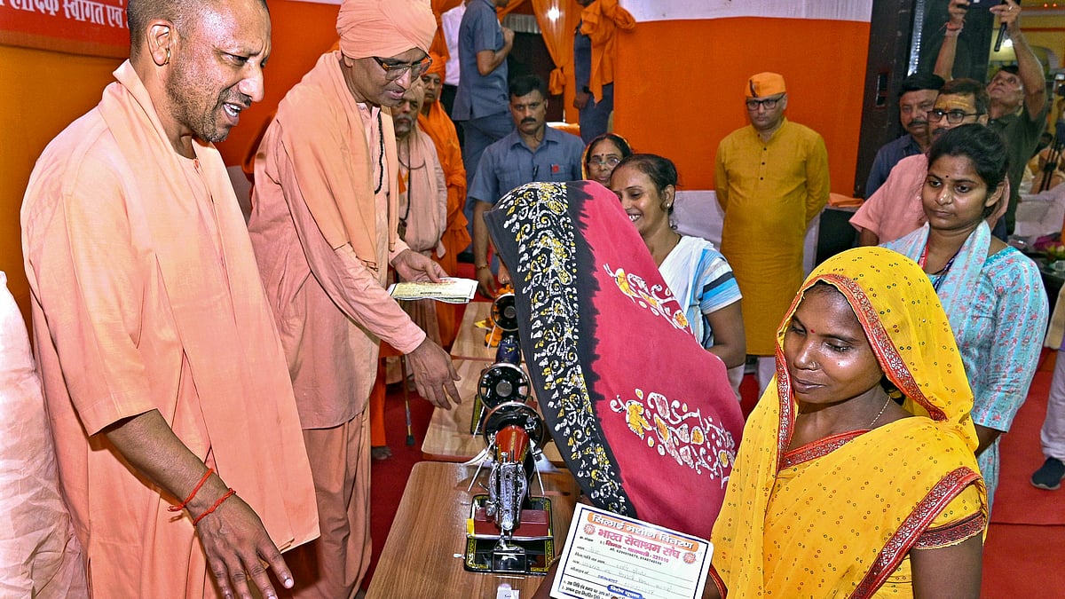 Uttar Pradesh chief minister handed over sewing machines to women in Varanasi to mark Sharadiya Navratri