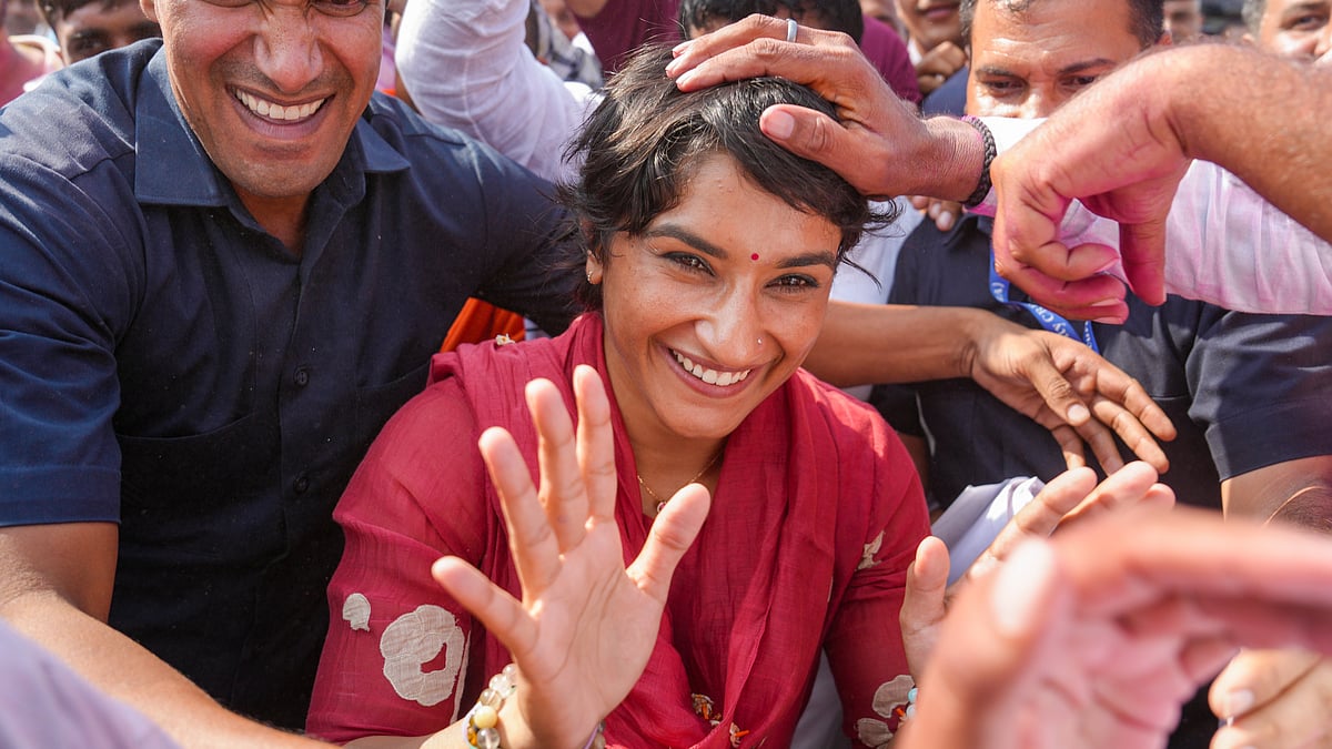 Vinesh Phogat after her victory as a Congress MLA