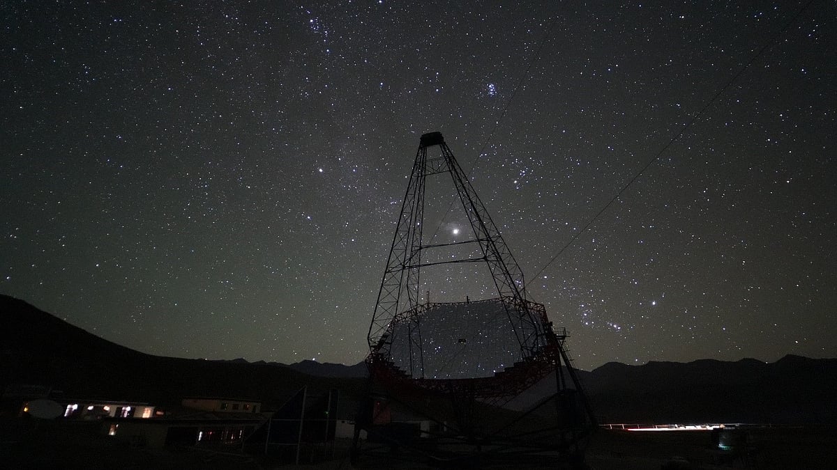 A night view of Asia’s largest and world’s highest imaging Cherenkov observatory, in Ladakh (photo: PIB)

