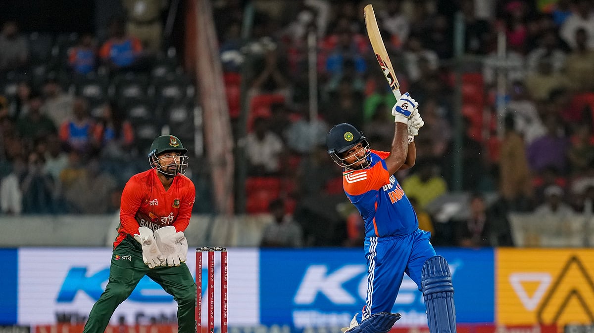 Sanju Samson in action against Bangladesh in 3rd T20 in Hyderabad, 12 Oct 2024
