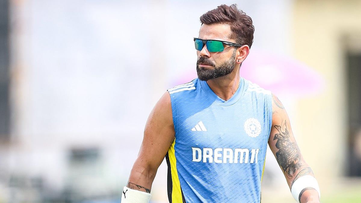 Virat Kohli at a training session