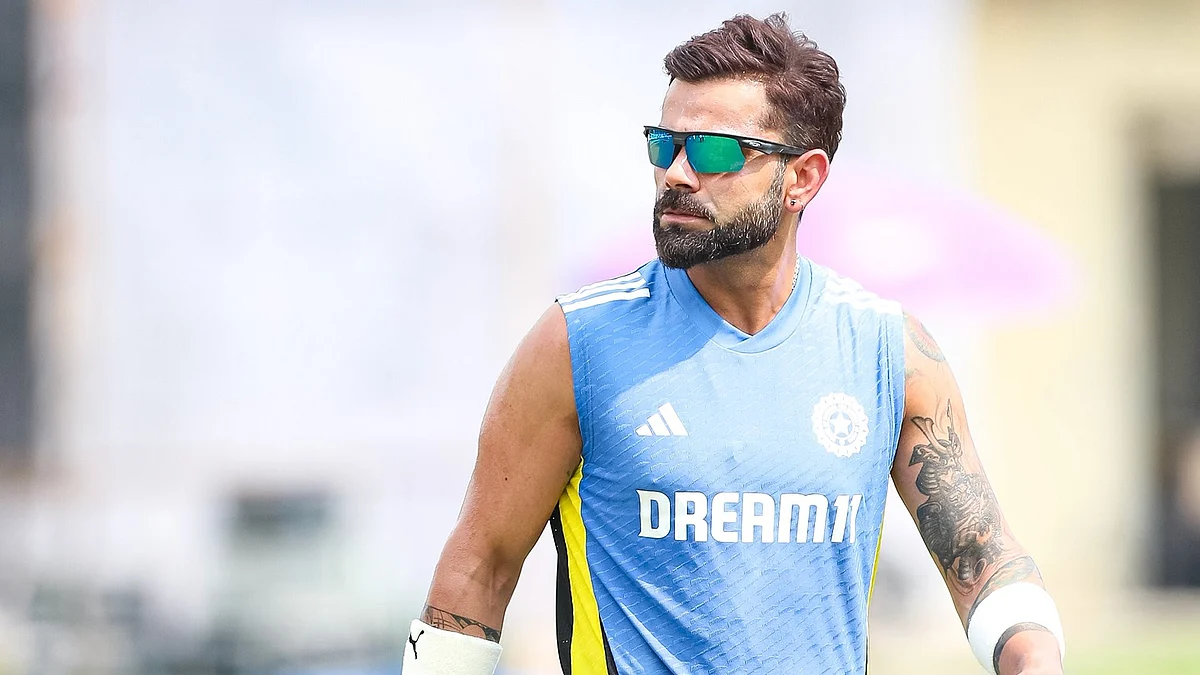 Virat Kohli at a training session