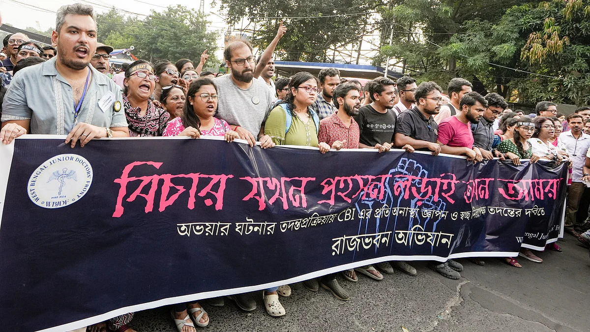 The protest march to Raj Bhavan, Kolkata (photo: PTI)