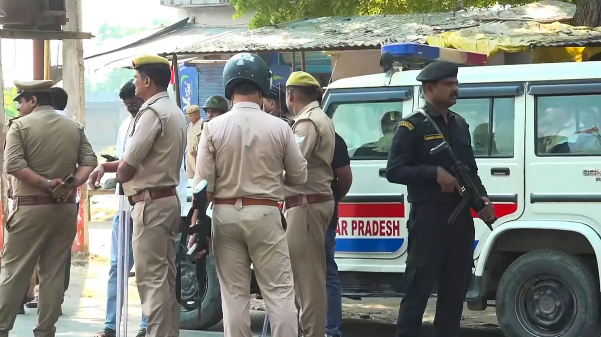 Police presence on streets of restive Bahraich following the Durga Puja immersion