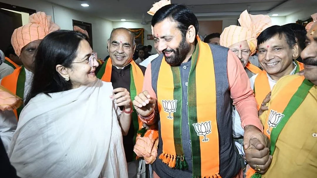 Nayab Singh Saini along with his supporters (photo: @BJP4Haryana/X)