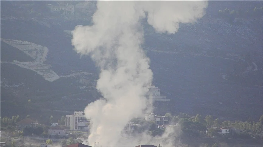 Smoke rises from an Israeli airstrike